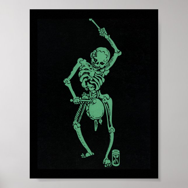 Retro Skeletal drummer Poster (Front)
