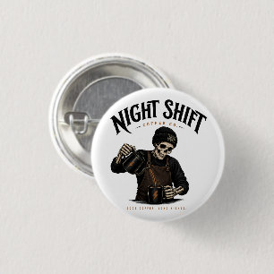 Retro Skeleton Barista Night Shift Coffee Co 3 Cm Round Badge