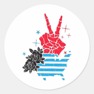 Retro Skeleton Born Free But Now I'm Expensive 4th Classic Round Sticker
