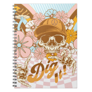 Retro Skeleton Botanical Florals Notebook