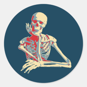 retro skeleton classic round sticker