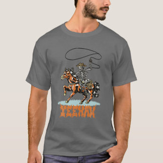 Retro Skeleton Cowboy Yeehaw Western Country Cowgi T-Shirt