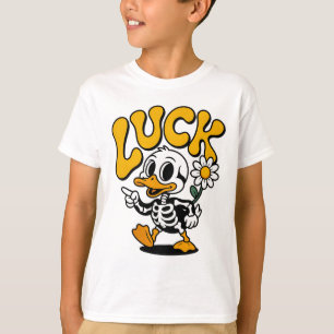 Retro Skeleton Duck Luck Daisy Flower Vintage T-Shirt