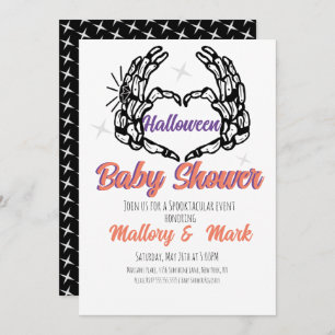 Retro Skeleton Halloween Baby Shower Party  Invitation