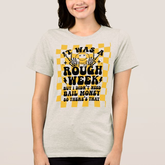 Retro Skeleton Hands Funny Saying Tri-Blend Shirt (Front)