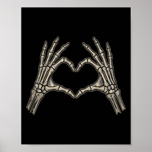 Retro Skeleton Hands Heart Sign Halloween Costume 