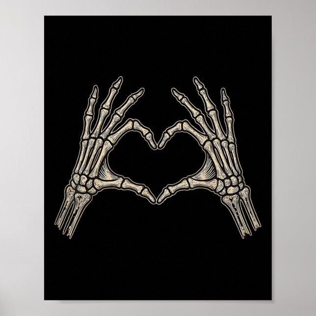 Retro Skeleton Hands Heart Sign Halloween Costume  (Front)