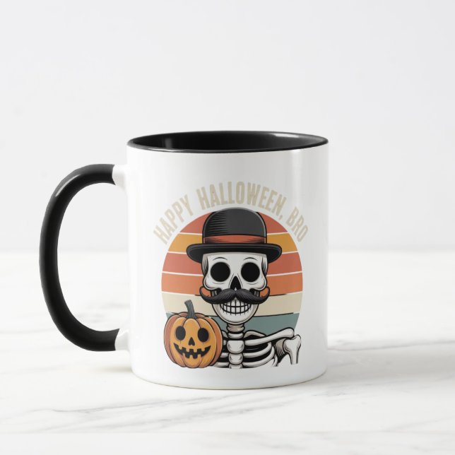 Retro Skeleton Pumpkin Mug (Left)