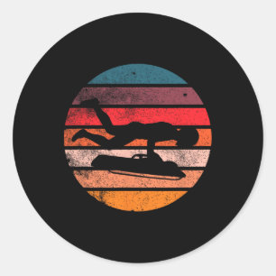 Retro Skeleton Winter Sports Sled Skeleton Racing  Classic Round Sticker
