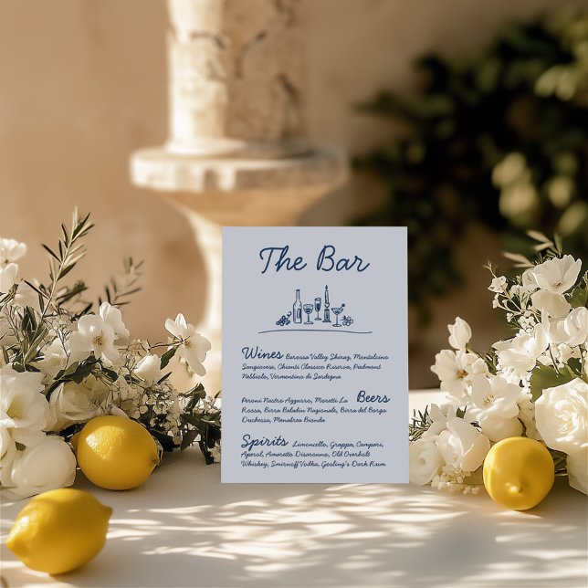 Retro Sketch Hand-Drawn Bar Wedding Tabletop Sign Invitation (Retro Sketch Hand-Drawn Bar Wedding Tabletop Sign )