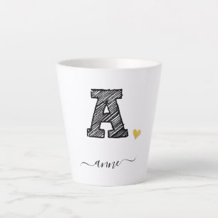 Retro Sketch Monogram Letter A, Latte Mug