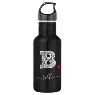 Retro Sketch Monogram Letter B, Water Bottle