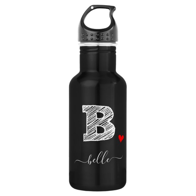 Retro Sketch Monogram Letter B, Water Bottle (Front)
