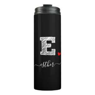 Retro Sketch Monogram Letter E, Thermal Tumbler