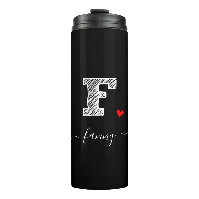Retro Sketch Monogram Letter F, Thermal Tumbler (Front)