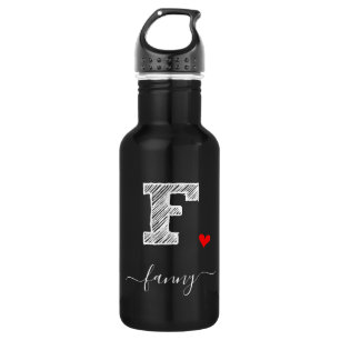 Retro Sketch Monogram Letter F, Water Bottle