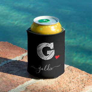 Retro Sketch Monogram Letter G, Can Cooler