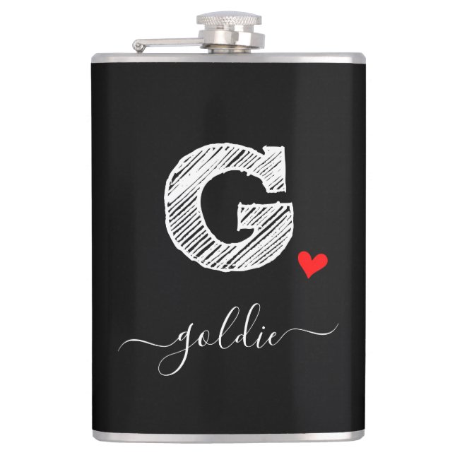 Retro Sketch Monogram Letter G, Flask (Front)