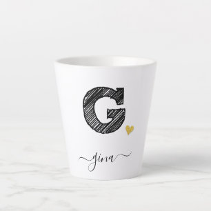 Retro Sketch Monogram Letter G, Latte Mug