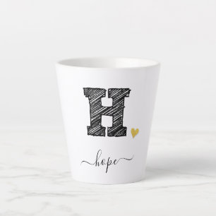 Retro Sketch Monogram Letter H, Latte Mug