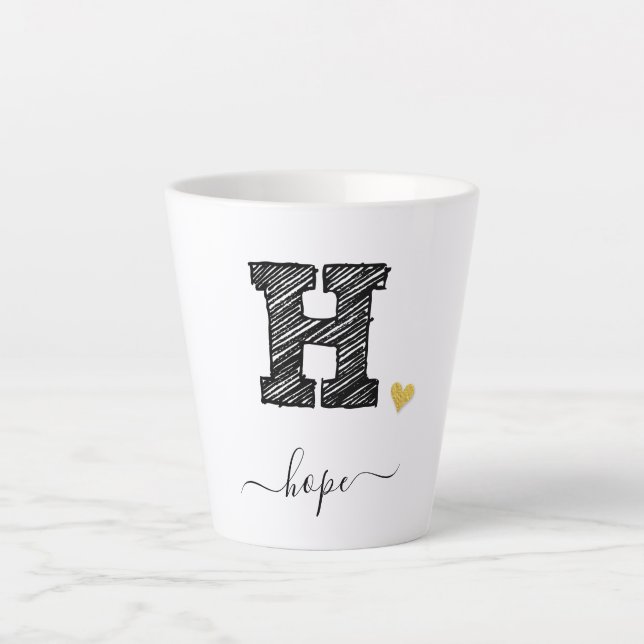 Retro Sketch Monogram Letter H, Latte Mug (Front)