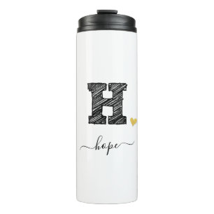 Retro Sketch Monogram Letter H, Thermal Tumbler