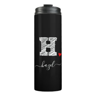 Retro Sketch Monogram Letter H, Thermal Tumbler
