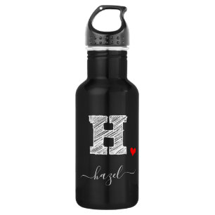 Retro Sketch Monogram Letter H, Water Bottle