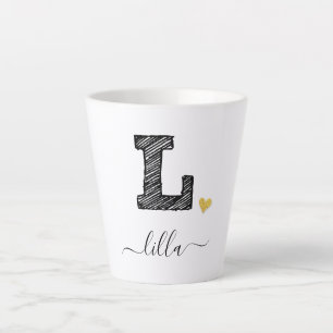 Retro Sketch Monogram Letter L, Latte Mug