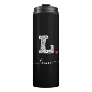 Retro Sketch Monogram Letter L, Thermal Tumbler