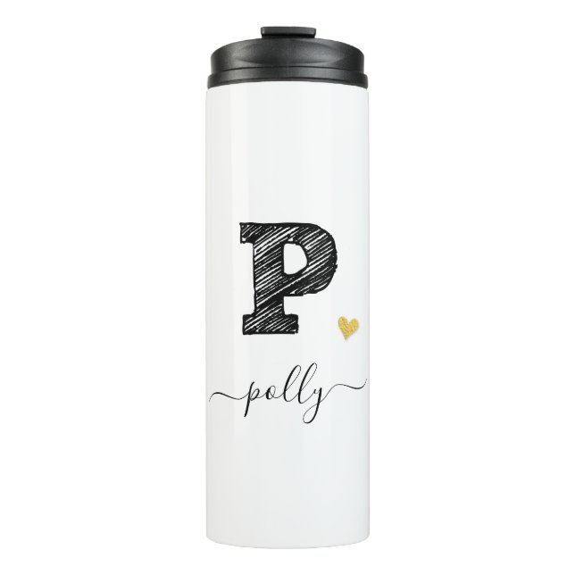 Retro Sketch Monogram Letter P, Thermal Tumbler (Front)