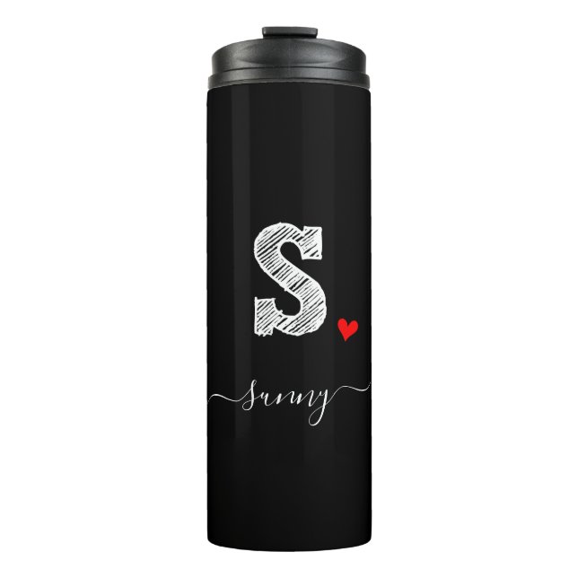 Retro Sketch Monogram Letter S, Thermal Tumbler (Front)