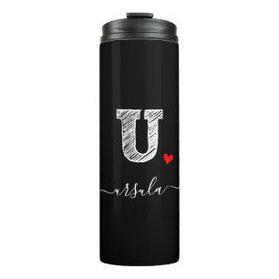 Retro Sketch Monogram Letter U, Thermal Tumbler