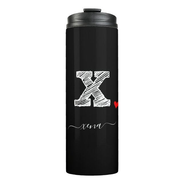 Retro Sketch Monogram Letter X, Thermal Tumbler (Front)