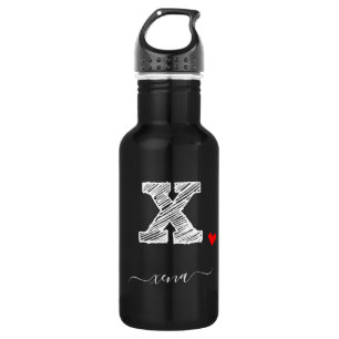 Retro Sketch Monogram Letter X, Water Bottle