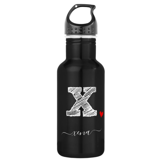 Retro Sketch Monogram Letter X, Water Bottle (Front)