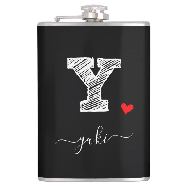 Retro Sketch Monogram Letter Y, Flask (Front)