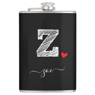 Retro Sketch Monogram Letter Z, Flask