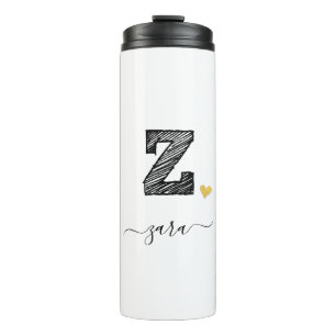 Retro Sketch Monogram Letter Z, Thermal Tumbler