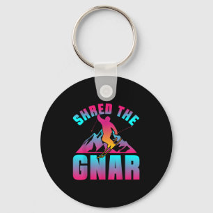 Retro Ski 90s 80s Skiing Outfit Shred The Gnar Ski Key Ring
