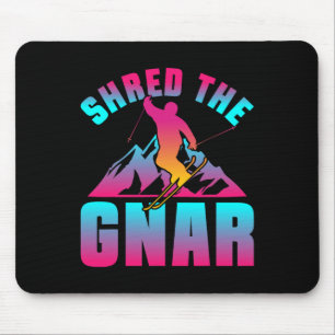 Retro Ski 90s 80s Skiing Outfit Shred The Gnar Ski Mouse Mat
