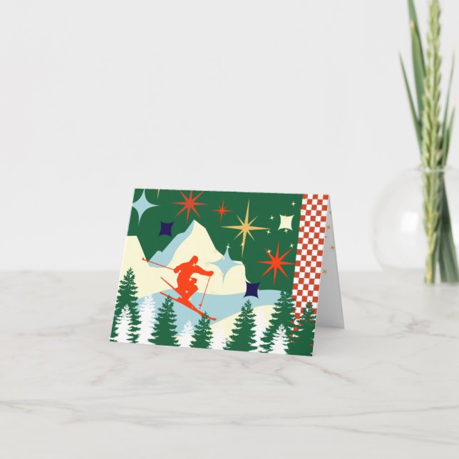 Retro Ski Christmas Card (Front)