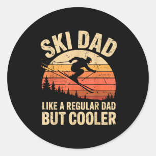 Retro ski dad cooler funny skiing winter sport classic round sticker