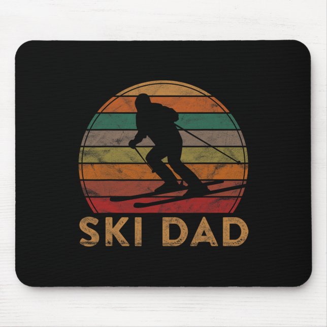 Retro Ski Dad Sunset Winter Skiing Daddy Gift Fath Mouse Mat (Front)