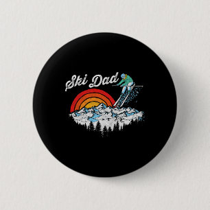 Retro Ski Dad Vintage Skiing Graphic 6 Cm Round Badge