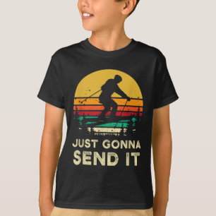 Retro Ski Gifts Gonna Send It Meme Funny Skier Gif T-Shirt