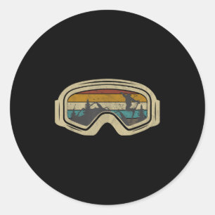 Retro Ski Goggles Mountain Snow Winter Vacation Sk Classic Round Sticker