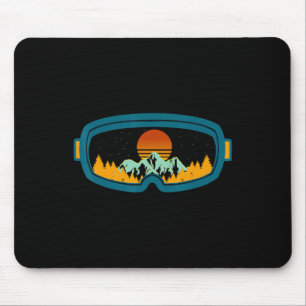 Retro Ski Goggles Skiing Skis Snowboard Winter Sea Mouse Mat