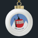 Retro Ski Lift Skiing Snow Mountain Illustration Ceramic Ball Christmas Ornament<br><div class="desc">Modern ski themed gift for him and her. Retro ski lift gondola illustration pattern for skier. Skiing themed home decor and gifts.</div>