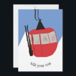 Retro Ski Lift Skiing Snow Mountain Illustration Holiday Card<br><div class="desc">Modern ski themed gift for him and her. Retro ski lift gondola illustration pattern for skier. Skiing themed home decor and gifts.</div>